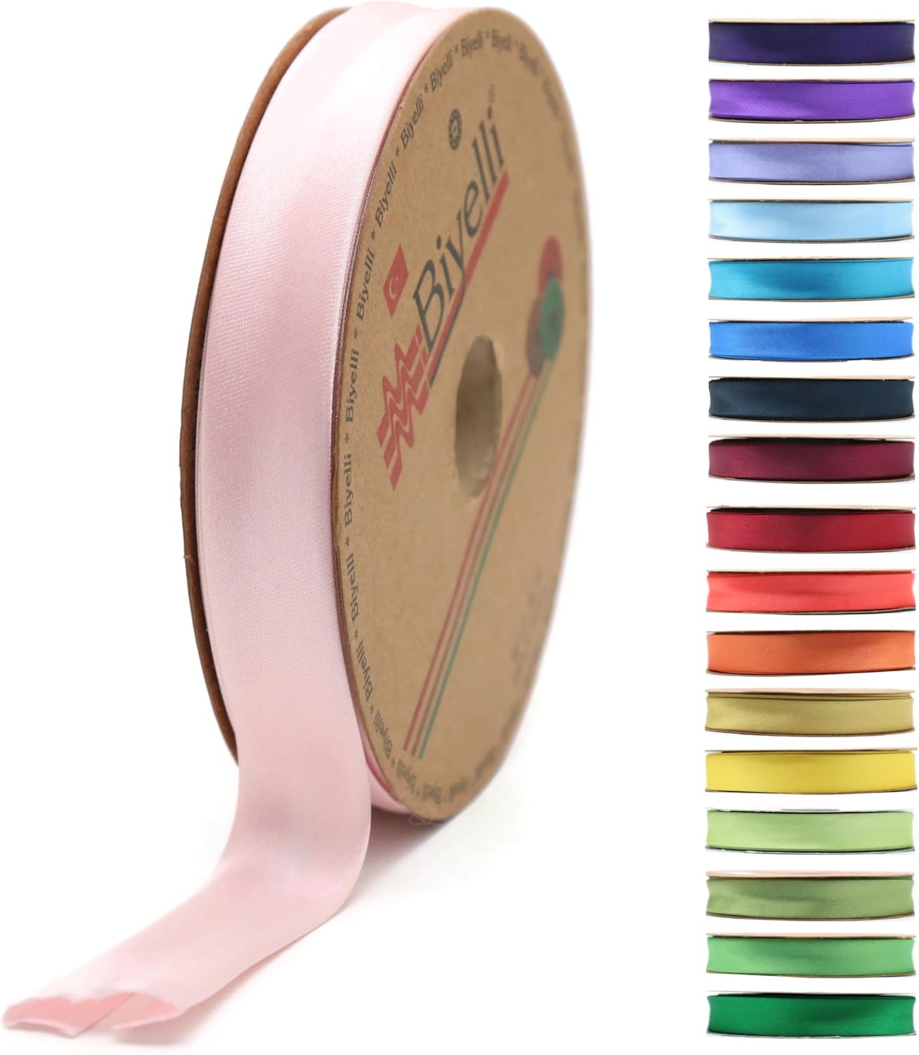 Fold Satin Bias Tape - 99+ Colors - 3/4 Inches Wide - 27 Yards - Fold Satin Binding Bias Ribbon Fabric Piping Bias Binding Tape for Sewing Clothing DIY (95. Blush Pink) BYS95