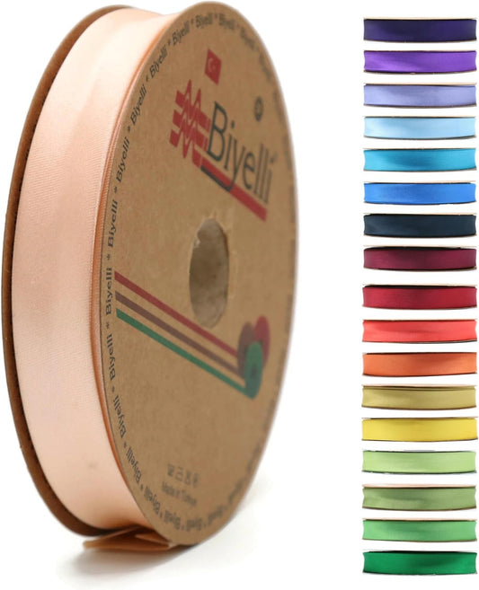 Fold Satin Bias Tape - 99+ Colors - 3/4 Inches Wide - 27 Yards - Fold Satin Binding Bias Ribbon Fabric Piping Bias Binding Tape for Sewing Clothing DIY (13. Lip Pink) BYS13