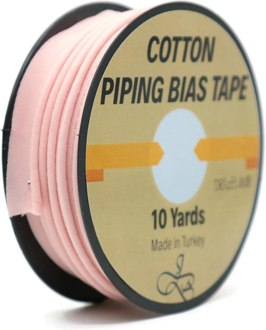 Piping Trim Bias Tape with Cord - 10 Yards - 65+ Colors - 1/2 Inch Decorative Sewing Trim for Upholstery Cushions Home Décor Crafting Clothing - Durable Cotton - Dk Peach ID45