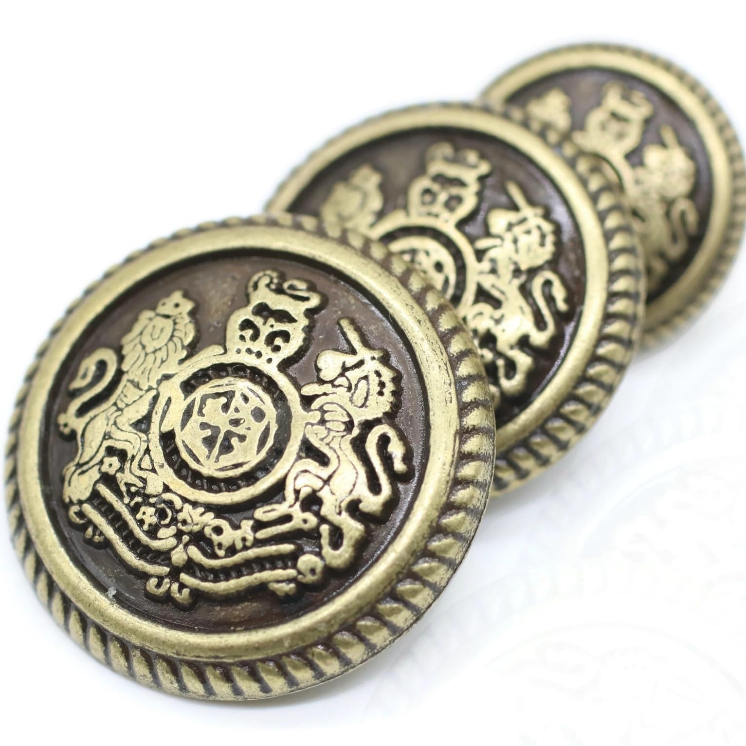 Kingdom Silver Metal Shank Buttons - 12 Pcs - 4 Size Options - Luxury Twin Lion Crown Metal Shank Buttons for Men Women Blazer Coat Uniform Shirt Suit and Jacket Sewing Craft DIY G5243…