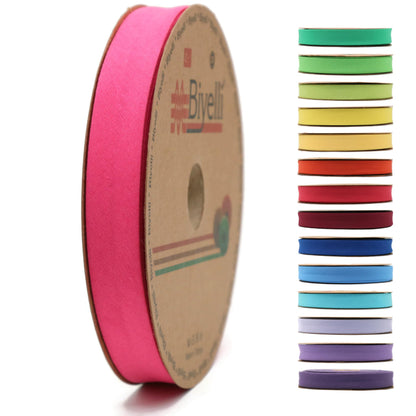 Cotton Fold Bias Tape - 3/4 Inches (20mm) Wide - 27 Yards - 65+ Colors - Single Fold Cotton Fold Bias Binding Tape for Sewing Clothing DIY (24. Fuchsia) D24
