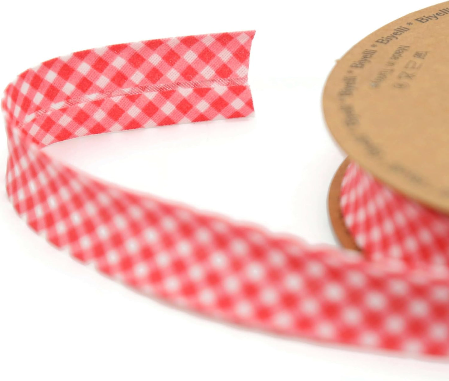 Cotton Fold Bias Binding Tape - 3/4 Inches (20mm) Wide - 27 Yards - Plaid Single Fold Cotton Fold Bias Binding Tape for Sewing Clothing DIY Red E3