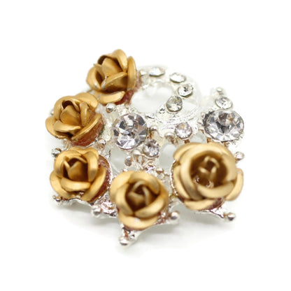 Luxury Rhinestone Rose Floral Gold Metal Shank Buttons - 33 Pcs - Luxury Floral Rhinestone Rose Metal Shank Buttons for Men Women Blazer Coat Uniform Shirt Suit and Jacket Sewing Craft DIY LXFR9342…