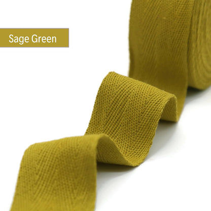 2" & 1.5" & 1.18'' & 1" Cotton Twill Tape - 10 Yards - 50+ Colors -%100 Natural Cotton 1 Inch 1.5 Inch 2 Inch Herringbone Bias Binding Cotton Tape Trim for Sewing Wrapping Craft DIY 10304 (SageGreen)…