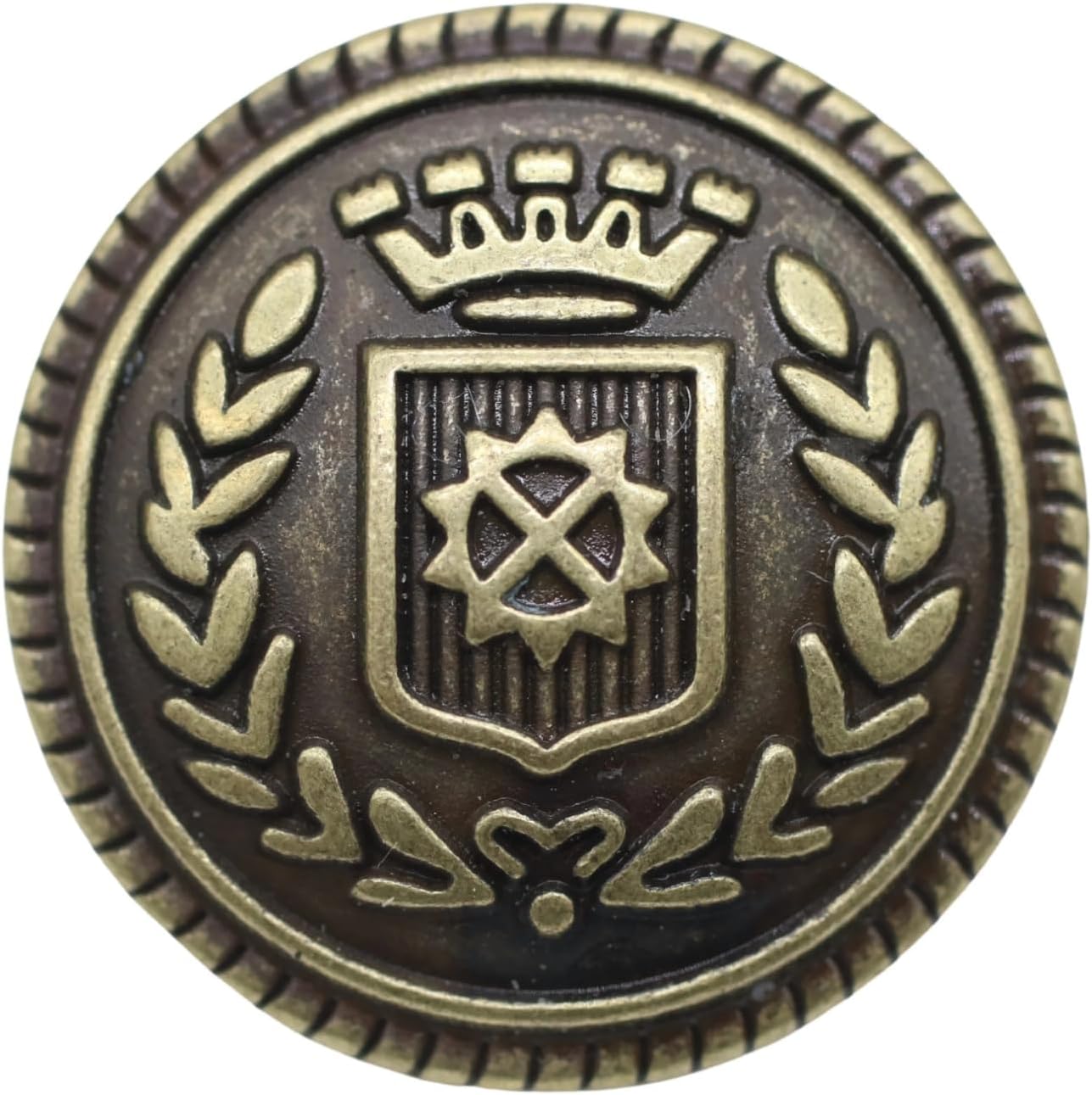 Bronze Metal Shank Buttons - 12 Pcs - 3 Size Options - Crown Floral Round Metal Shank Buttons for Men Women Blazer Coat Uniform Shirt Suit and Jacket Sewing Craft DIY N16703