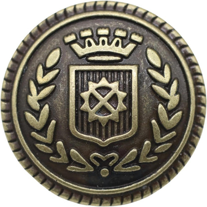 Bronze Metal Shank Buttons - 12 Pcs - 3 Size Options - Crown Floral Round Metal Shank Buttons for Men Women Blazer Coat Uniform Shirt Suit and Jacket Sewing Craft DIY N16703