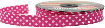 Cotton Fold Bias Binding Tape - 3/4 Inches (20mm) Wide - 27 Yards - Polka Dots Single Fold Cotton Fold Bias Binding Tape for Sewing Clothing DIY Fuchsia A21