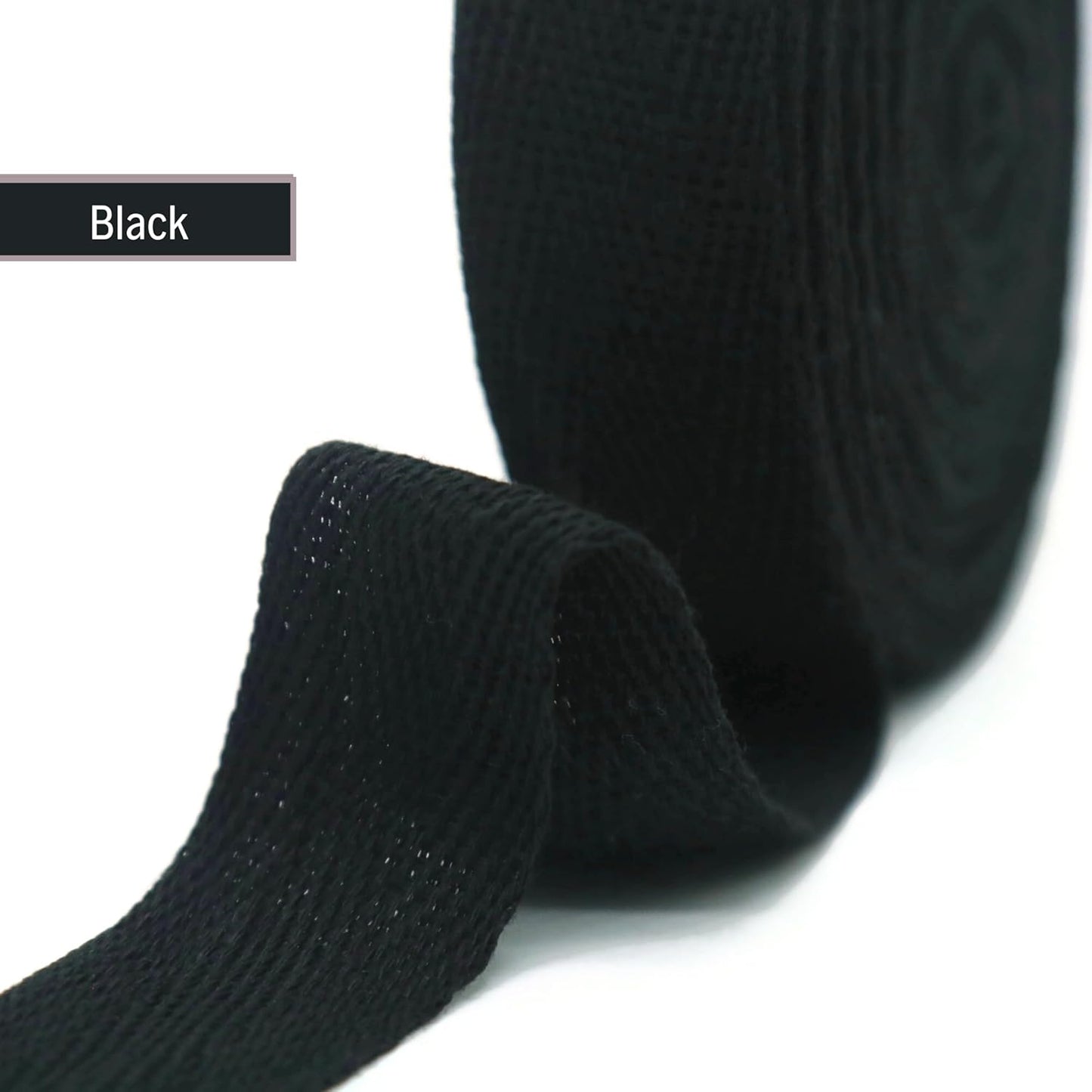 Cotton Twill Tape 1" & 1.5'' & 2" - 10 Yards - 50+ Colors -%100 Natural Cotton 1 Inch 1.5 Inch 2 Inch Herringbone Bias Binding Cotton Twill Tape Trim for Sewing Wrapping Craft DIY Black 10512