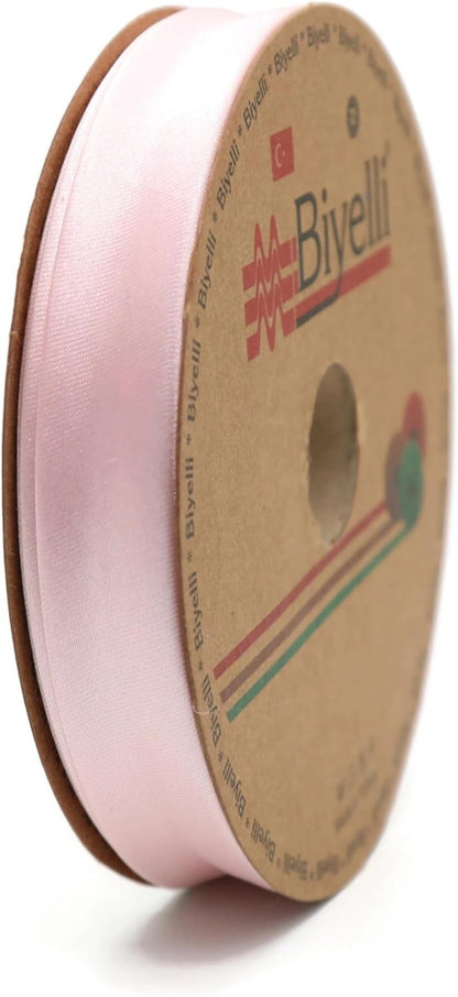 Fold Satin Bias Tape - 99+ Colors - 3/4 Inches Wide - 27 Yards - Fold Satin Binding Bias Ribbon Fabric Piping Bias Binding Tape for Sewing Clothing DIY (95. Blush Pink) BYS95