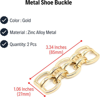 Shoe Buckle - 3.3 Inch (85mm) - 2 Pcs - Gold Metal Shoe Buckle Shoelace Clips Metal Hinged Equestrian Buckles For Craft & Sewing Project BG0102
