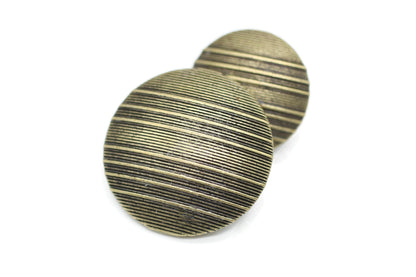 Flat Silver Metal Shank Buttons - 12 Pcs - 2 Size Options - Luxury Striped Round Wave Metal Shank Buttons for Men Women Blazer Coat Uniform Shirt Suit and Jacket Sewing Craft DIY N9801