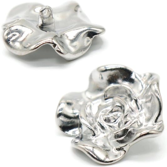 12 Pcs Silver Rose Metal Shank Buttons for Sewing, DIY Craft & Clothing Decoration – Vintage Flower Style, 33mm Elegant Silver Buttons E15L