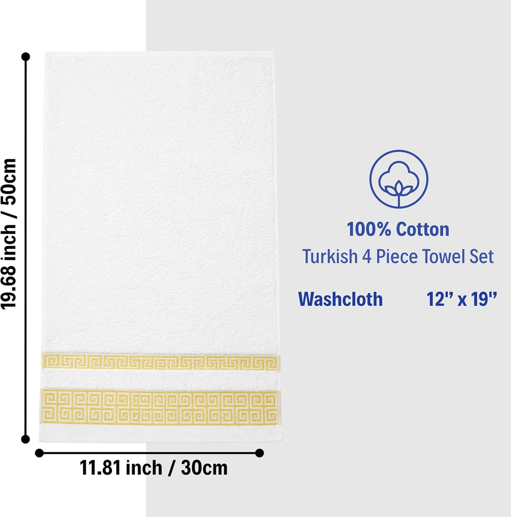 Greek Key Washcloth Set of 4 — White
