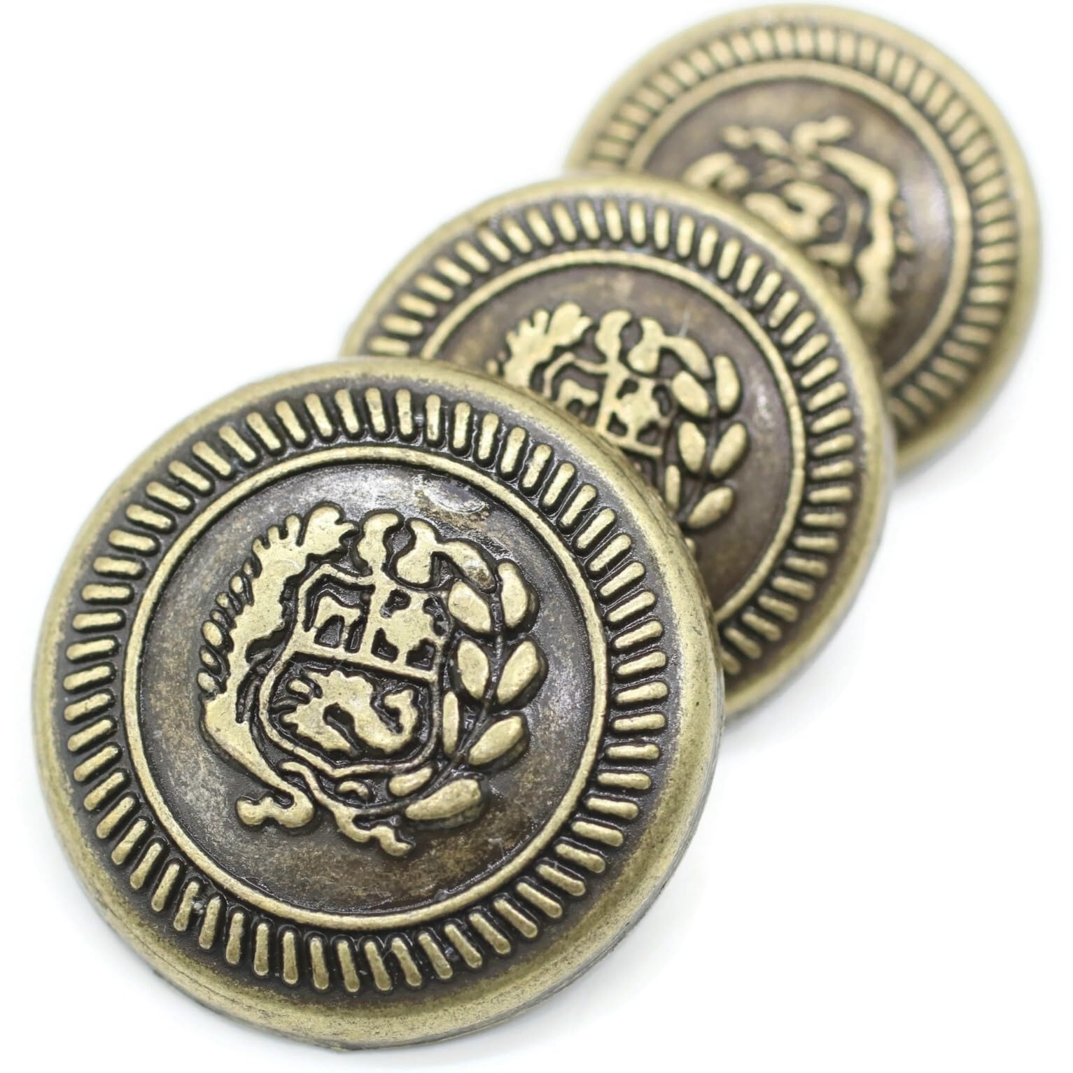 Silver Metal Shank Buttons - 12 Pcs - 3 Size Options - The Kingdom Round Metal Shank Buttons for Men Women Blazer Coat Uniform Shirt Suit and Jacket Sewing Craft DIY N7101