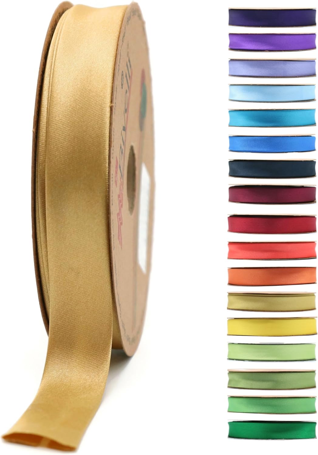 Fold Satin Bias Tape - 99+ Colors - 3/4 Inches Wide - 27 Yards - Fold Satin Binding Bias Ribbon Fabric Piping Bias Binding Tape for Sewing Clothing DIY (55. Antique Gold) BYS55