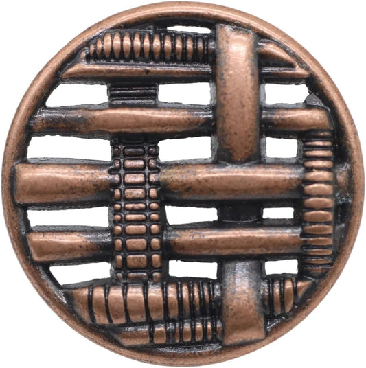 Antique Copper Metal Shank Buttons - 12 Pcs - 3 Size Options - Weave Round Metal Shank Buttons Vintage for Men Women Blazer Coat Uniform Shirt Suit and Jacket Sewing Craft DIY N21703