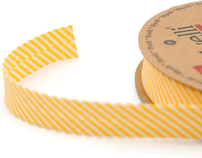 Cotton Fold Bias Binding Tape - 3/4 Inches (20mm) Wide - 27 Yards - Plaid Single Fold Cotton Fold Bias Binding Tape for Sewing Clothing DIY Yellow C4
