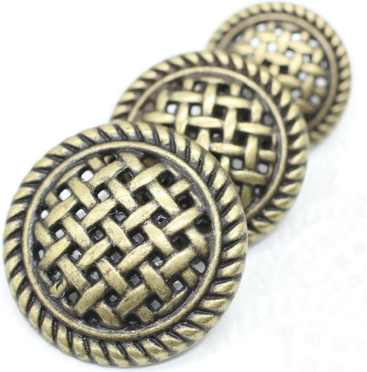 Bronze Metal Shank Buttons - 12 Pcs - 3 Size Options - Weave Round Metal Shank Buttons Vintage for Men Women Blazer Coat Uniform Shirt Suit and Jacket Sewing Craft DIY N17503