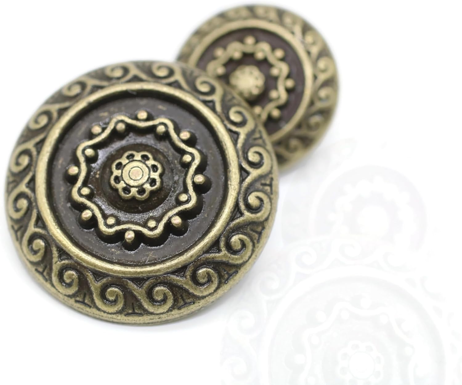 Bronze Metal Shank Buttons - 12 Pcs - 2 Size Options - Luxury Floral Round Wave Metal Shank Buttons Bronze for Men Women Blazer Coat Uniform Shirt Suit and Jacket Sewing Craft DIY N18402