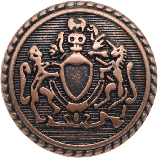 Antique Copper Metal Shank Buttons - 12 Pcs - 3 Size Options - Lion Round Metal Shank Buttons Vintage for Men Women Blazer Coat Uniform Shirt Suit and Jacket Sewing Craft DIY N20003