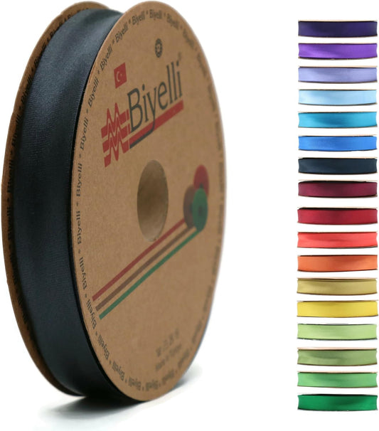 Fold Satin Bias Tape - 99+ Colors - 3/4 Inches Wide - 27 Yards - Fold Satin Binding Bias Ribbon Fabric Piping Bias Binding Tape for Sewing Clothing DIY (38. Iron Gray) BYS38