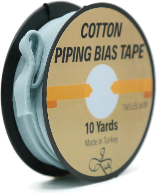 Piping Trim Bias Tape with Cord - 10 Yards - 65+ Colors - 1/2 Inch Decorative Sewing Trim for Upholstery Cushions Home Décor Crafting Clothing - Durable Cotton - Dana Blue ID35