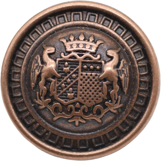 Antique Copper Metal Shank Buttons - 12 Pcs - 3 Size Options - The Lion of Kingdom Round Metal Shank Buttons Vintage for Men Women Blazer Coat Uniform Shirt Suit and Jacket Sewing Craft DIY N21403