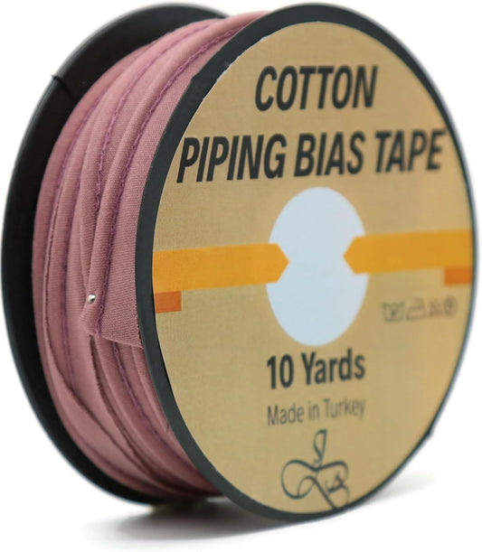 Piping Trim Bias Tape with Cord - 10 Yards - 65+ Colors - 1/2 Inch Decorative Sewing Trim for Upholstery Cushions Home Décor Crafting Clothing - Durable Cotton - Walnut Brown ID59