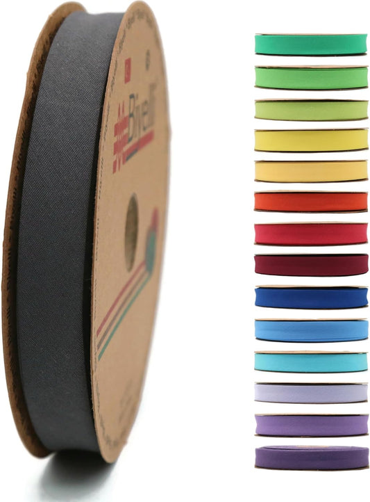Cotton Fold Bias Tape - 3/4 Inches (20mm) Wide - 27 Yards - 65+ Colors - Single Fold Cotton Fold Bias Binding Tape for Sewing Clothing DIY (54. Dark Gray) D54