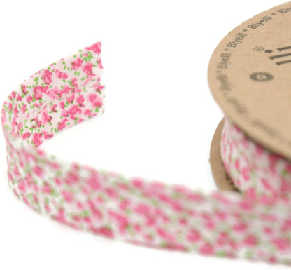Cotton Fold Bias Binding Tape - 3/4 Inches (20mm) Wide - 27 Yards - Floral Single Fold Cotton Fold Bias Binding Tape for Sewing Clothing DIY Pink A2