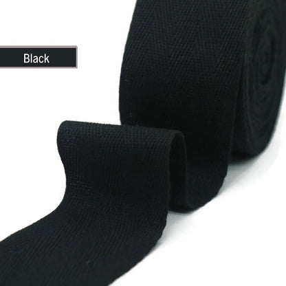Cotton Twill Tape 2" & 1.5" & 1" - 10 Yards - 50+ Colors -%100 Natural Cotton 1 Inch 1.5 Inch 2 Inch Herringbone Bias Binding Cotton Tape Trim for Sewing Wrapping Craft DIY Black 10515