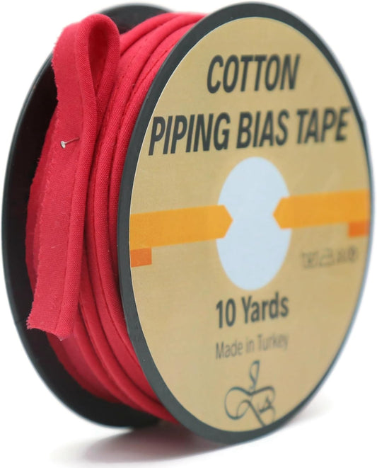 Piping Trim Bias Tape with Cord - 10 Yards - 65+ Colors - 1/2 Inch Decorative Sewing Trim for Upholstery Cushions Home Décor Crafting Clothing - Durable Cotton - Wine Red ID34