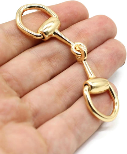 Metal Shoe Buckle - 3 Inch (77mm) - 2 Pcs - Gold Metal Shoe Buckle Shoelace Clips Metal Hinged Equestrian Buckles For Craft & Sewing Project BG0502