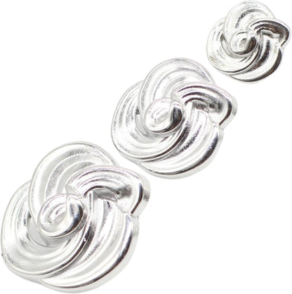 Floral Silver Metal Shank Buttons - 12 Pcs - 3 Size Options - Luxury Floral Round Wave Metal Shank Buttons for Men Women Blazer Coat Uniform Shirt Suit and Jacket Sewing Craft DIY N7501