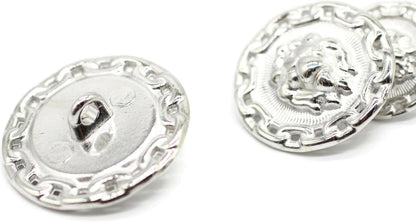 Silver Metal Shank Buttons - 12 Pcs - 3 Size Options - Lion Round Metal Shank Buttons for Men Women Blazer Coat Uniform Shirt Suit and Jacket Sewing Craft DIY N2002