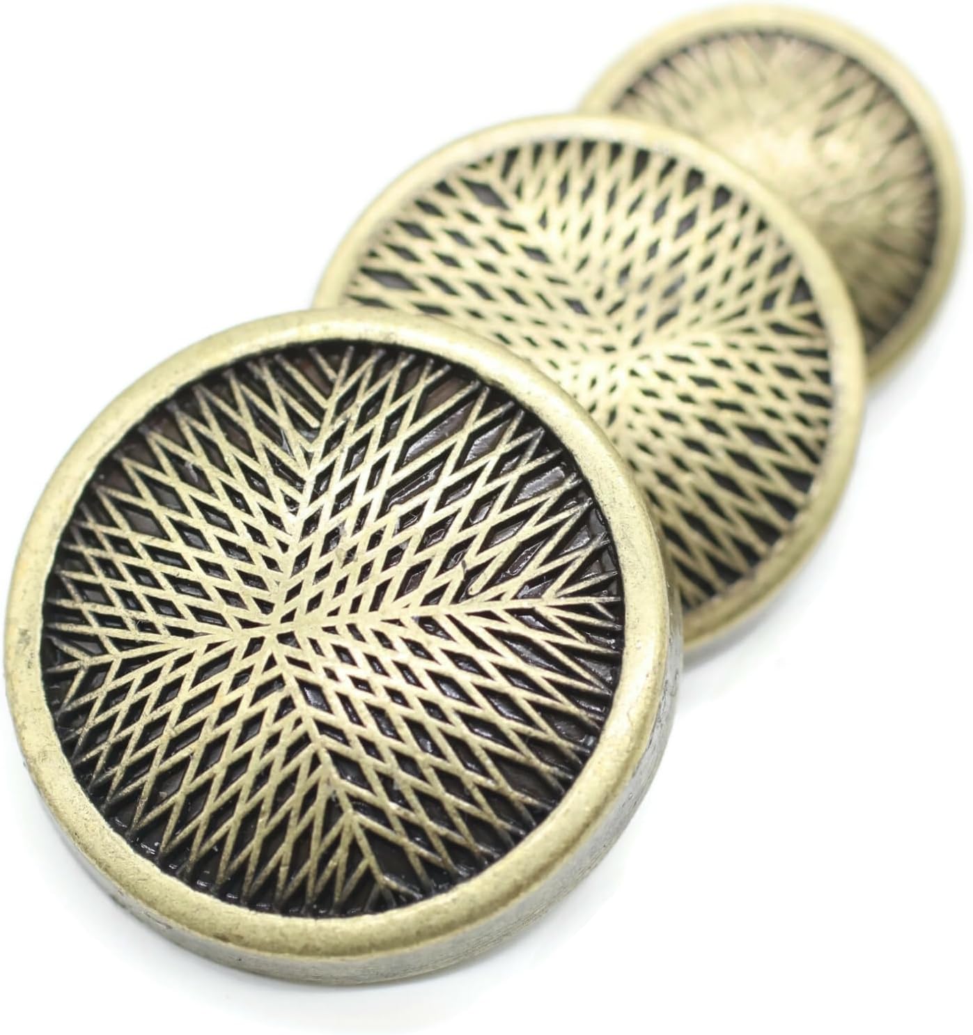 Bronze Metal Shank Buttons - 12 Pcs - 3 Size Options - Luxury Stripeds Round Metal Shank Buttons for Men Women Blazer Coat Uniform Shirt Suit and Jacket Sewing Craft DIY N18203