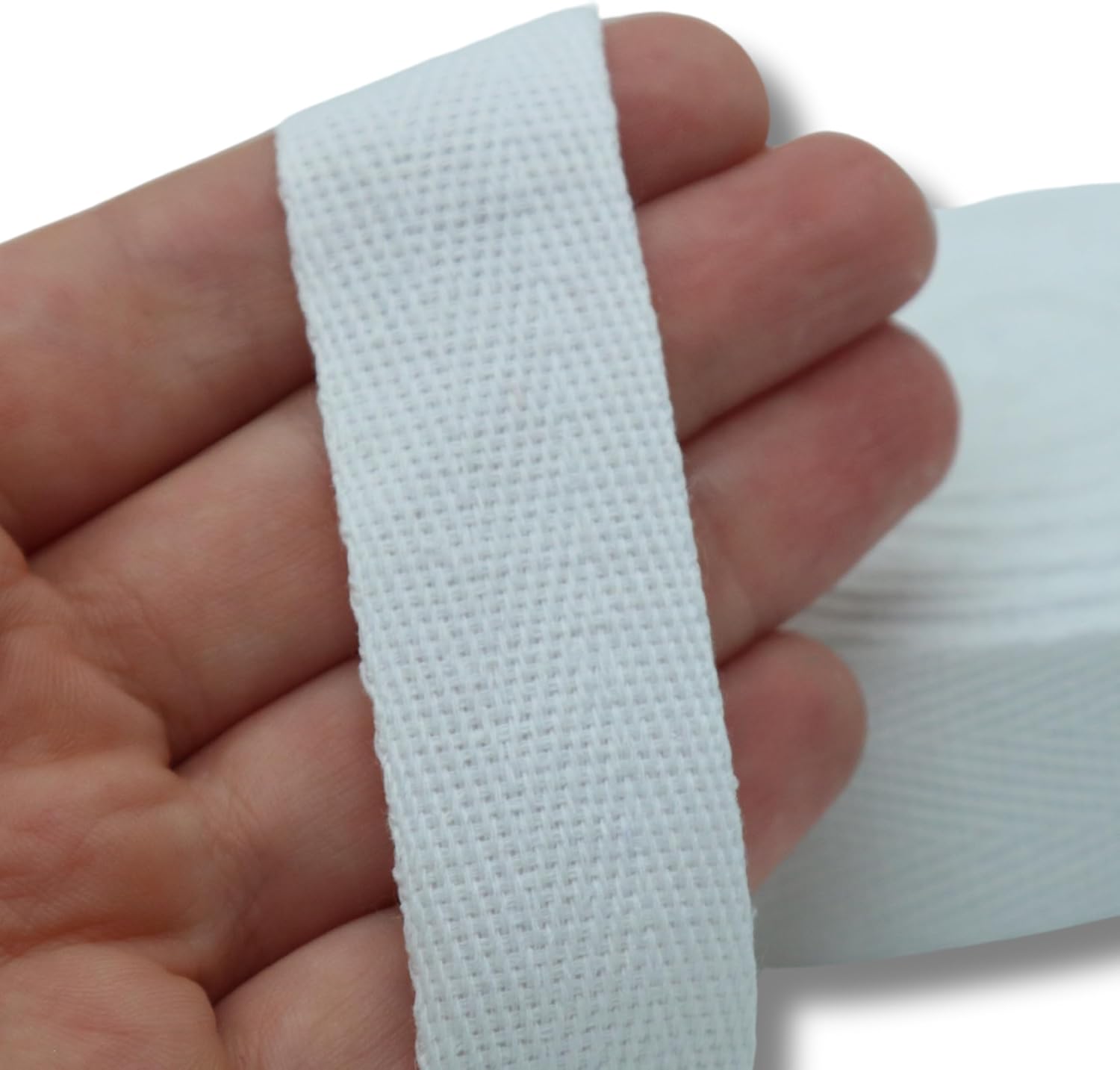 Cotton Twill Tape 1" & 1.5'' & 2" - 10 Yards - 50+ Colors -%100 Natural Cotton 1 Inch 1.5 Inch 2 Inch Herringbone Bias Binding Cotton Twill Tape Trim for Sewing Wrapping Craft DIY White 10602