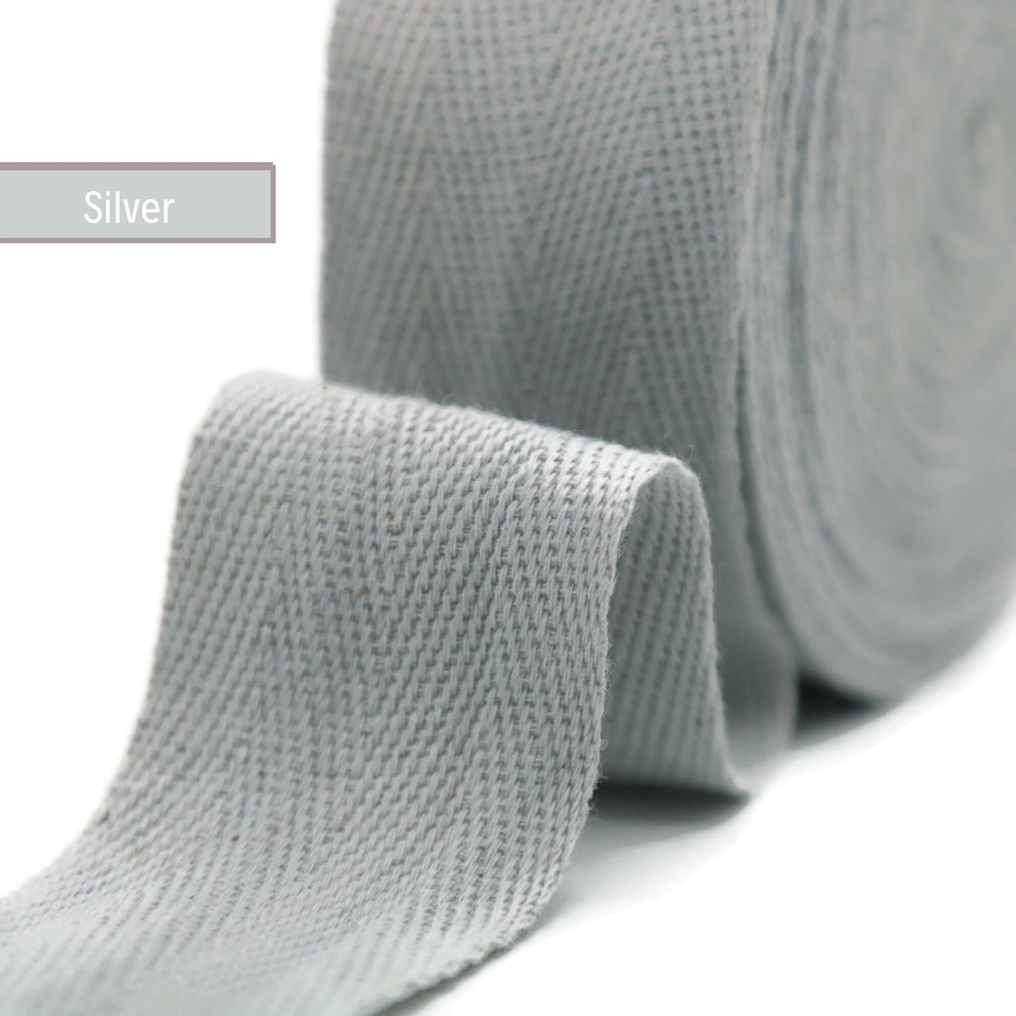 2" & 1.5" & 1.18'' & 1" Cotton Twill Tape - 10 Yards - 50+ Colors -%100 Natural Cotton 1 Inch 1.5 Inch 2 Inch Herringbone Bias Binding Cotton Tape Trim for Sewing Wrapping Craft DIY 10574 (Silver)…