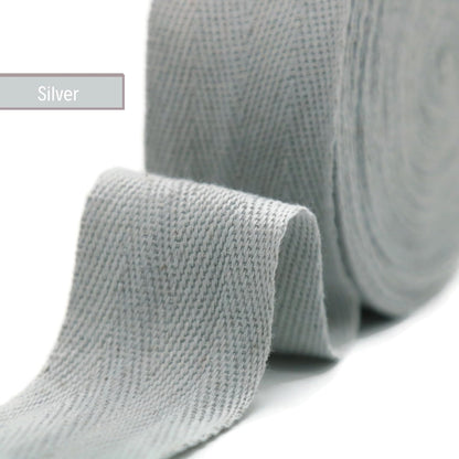 2" & 1.5" & 1.18'' & 1" Cotton Twill Tape - 10 Yards - 50+ Colors -%100 Natural Cotton 1 Inch 1.5 Inch 2 Inch Herringbone Bias Binding Cotton Tape Trim for Sewing Wrapping Craft DIY 10574 (Silver)…