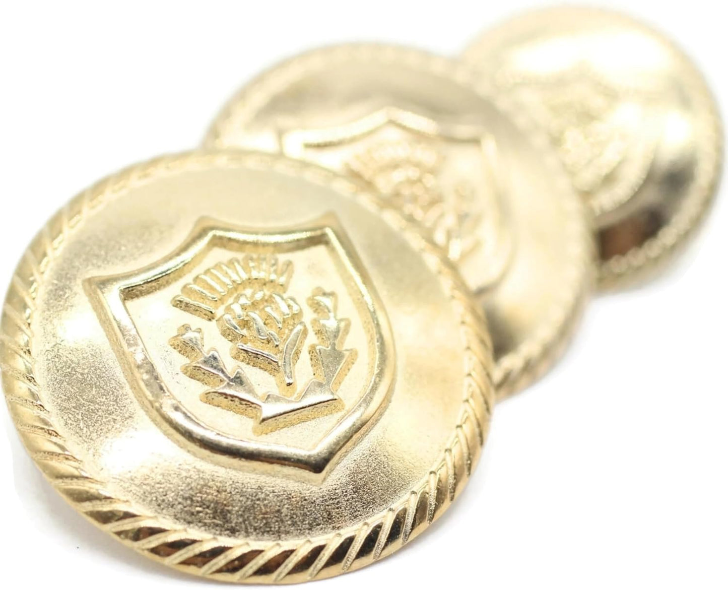 Gold Metal Shank Buttons - 12 Pcs - 3 Size Options - Floral Round Metal Shank Buttons for Men Women Blazer Coat Uniform Shirt Suit and Jacket Sewing Craft DIY N3603