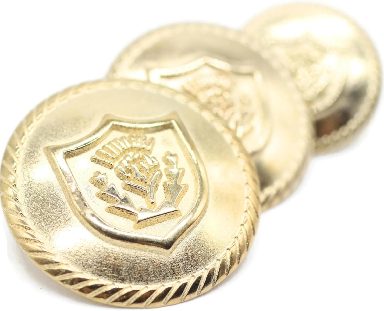 Gold Metal Shank Buttons - 12 Pcs - 3 Size Options - Floral Round Metal Shank Buttons for Men Women Blazer Coat Uniform Shirt Suit and Jacket Sewing Craft DIY N3603