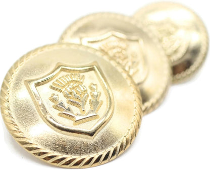 Gold Metal Shank Buttons - 12 Pcs - 3 Size Options - Floral Round Metal Shank Buttons for Men Women Blazer Coat Uniform Shirt Suit and Jacket Sewing Craft DIY N3603