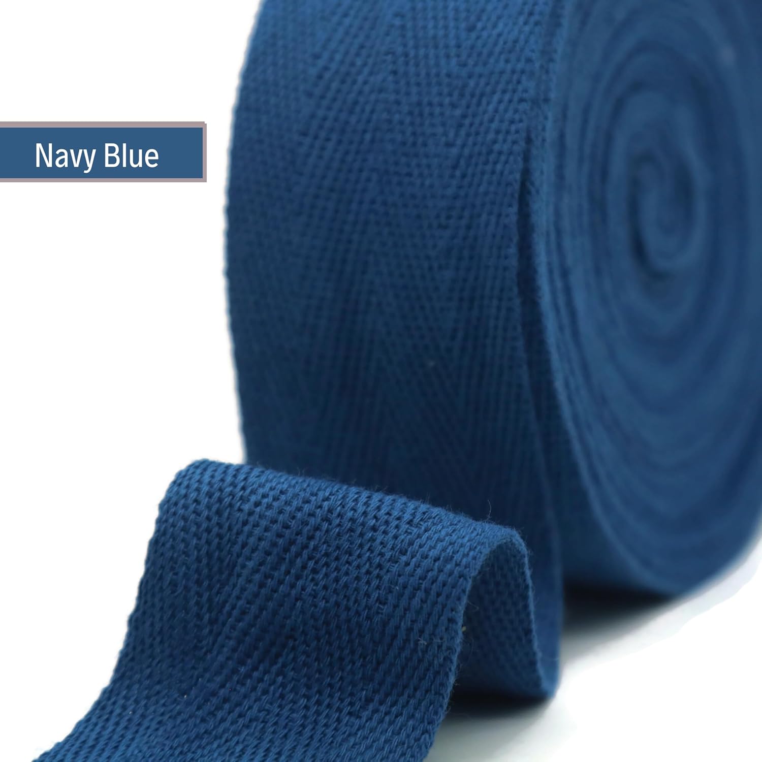Cotton Twill Tape 1" & 1.5" & 2" - 10 Yards - 50+ Colors -%100 Natural Cotton 1 Inch 1.5 Inch 2 Inch Herringbone Bias Binding Cotton Tape Trim for Sewing Wrapping Craft DIY Navy Blue 10424