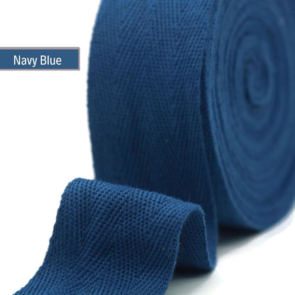 Cotton Twill Tape 1" & 1.5" & 2" - 10 Yards - 50+ Colors -%100 Natural Cotton 1 Inch 1.5 Inch 2 Inch Herringbone Bias Binding Cotton Tape Trim for Sewing Wrapping Craft DIY Navy Blue 10424