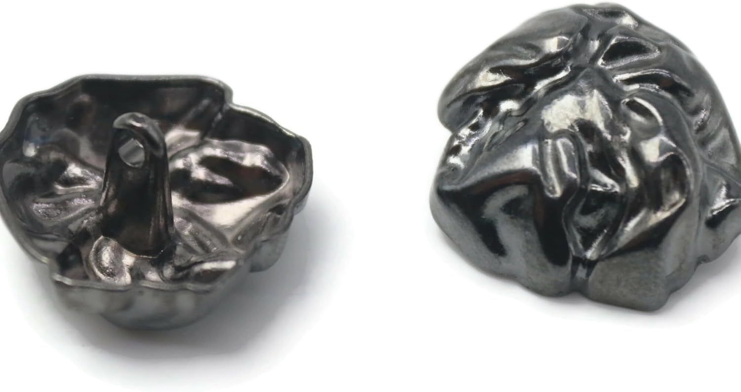 Black Metal Shank Buttons - 12 Pcs - 2 Size Options - Wrinkle Irregular Metal Shank Buttons or Men Women Blazer Coat Uniform Shirt Suit and Jacket Sewing Craft DIY EM0302