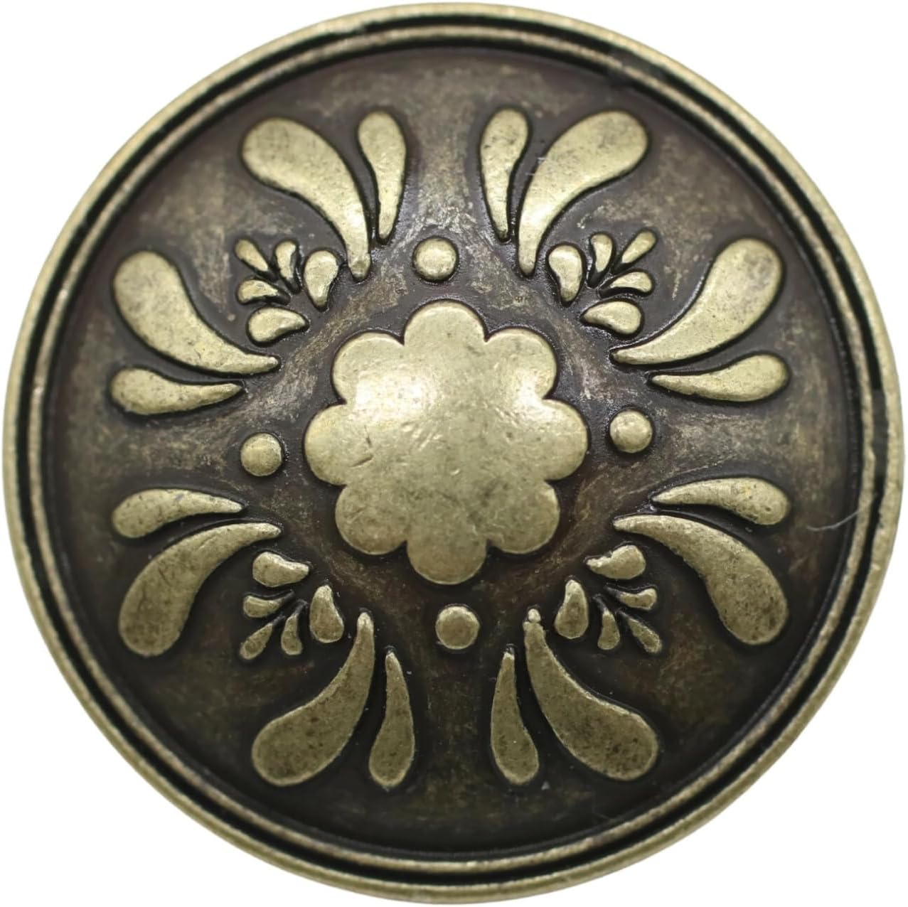 Bronze Metal Shank Buttons - 12 Pcs - 3 Size Options - Floral Round Metal Shank Buttons for Men Women Blazer Coat Uniform Shirt Suit and Jacket Sewing Craft DIY N17803