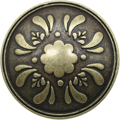 Bronze Metal Shank Buttons - 12 Pcs - 3 Size Options - Floral Round Metal Shank Buttons for Men Women Blazer Coat Uniform Shirt Suit and Jacket Sewing Craft DIY N17803