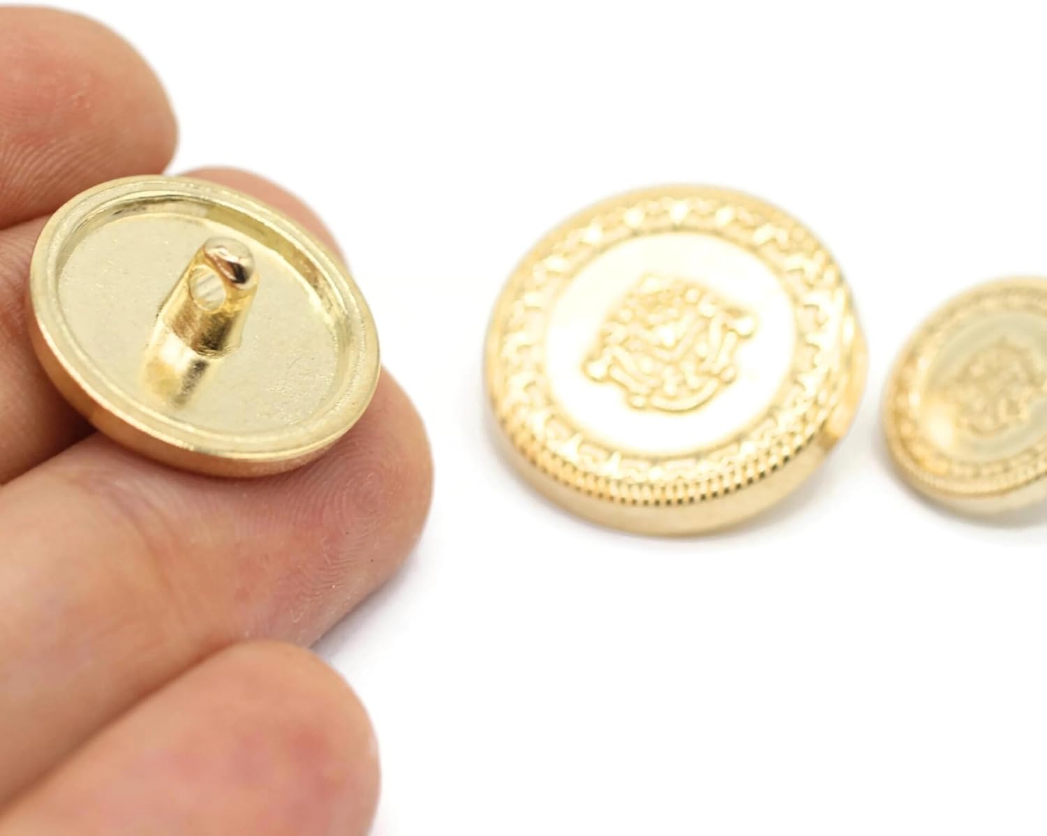 Gold Metal Shank Buttons - 12 Pcs - 3 Size Options - Flower Round Metal Shank Buttons for Men Women Blazer Coat Uniform Shirt Suit and Jacket Sewing Craft DIY N4903