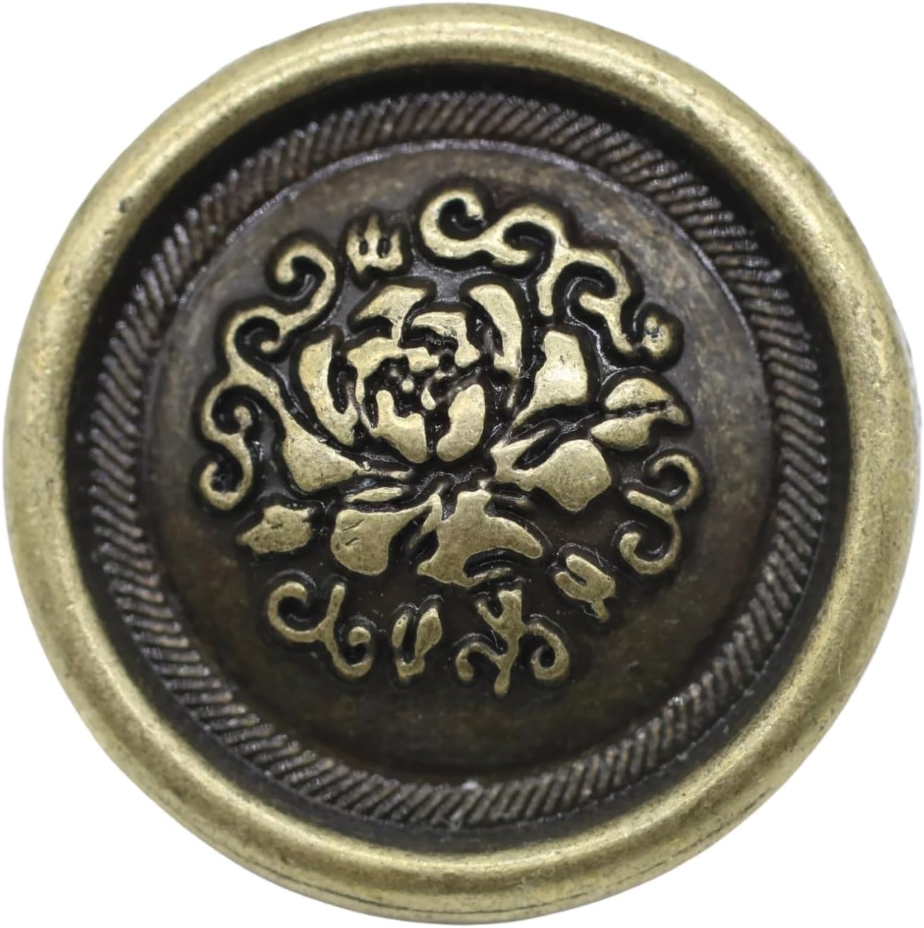 Bronze Metal Shank Buttons - 12 Pcs - 3 Size Options - Floral Round Metal Shank Buttons for Men Women Blazer Coat Uniform Shirt Suit and Jacket Sewing Craft DIY N17902