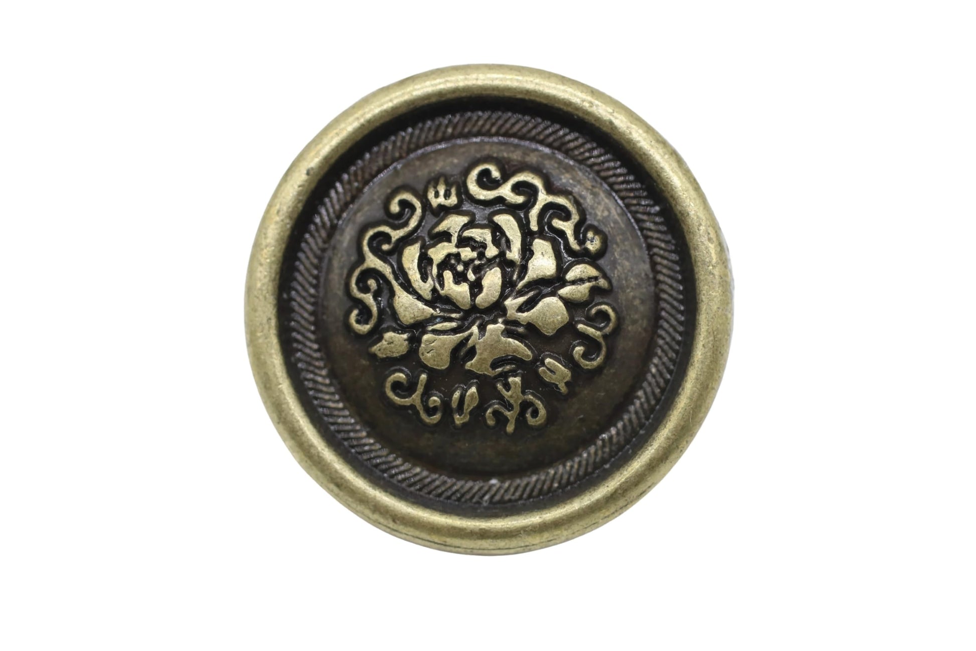 Bronze Metal Shank Buttons - 12 Pcs - 3 Size Options - Floral Round Metal Shank Buttons for Men Women Blazer Coat Uniform Shirt Suit and Jacket Sewing Craft DIY N17903